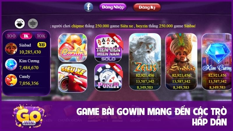 Game bài GOWIN: Đa dạng trò đánh bài tây dễ chơi, dễ thắng